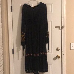 Miami black dress with embroidery size M